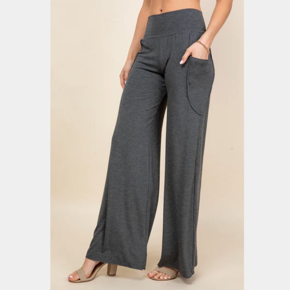 Simplicitie Palazzo Pants - Dark Heather (With Pockets)